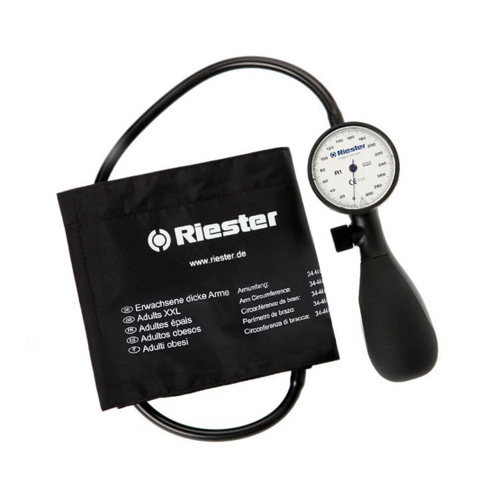 Tensiometru mecanic Riester R1 Shock-Proof®, alb, manseta cu inchidere velcro, marime extra-large - imagine 1
