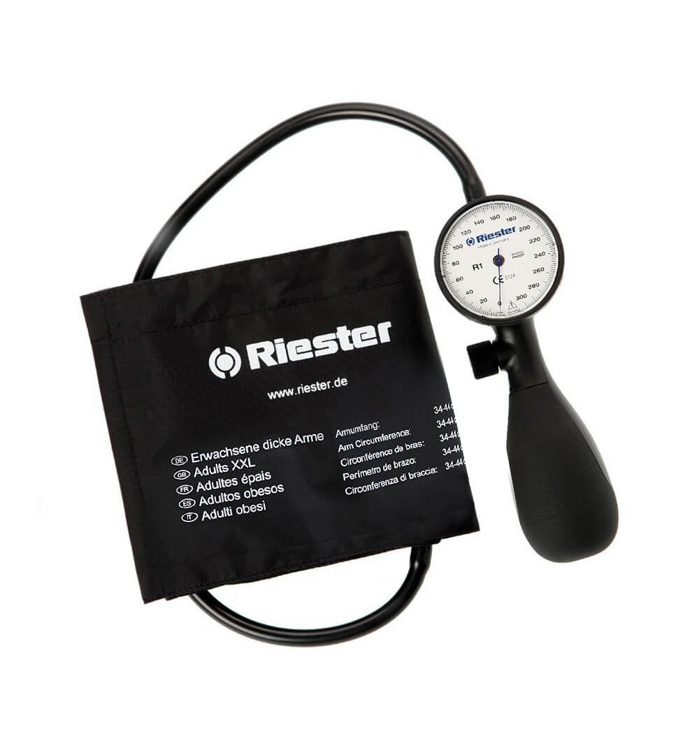 Tensiometru mecanic Riester Shock-Proof®, alb, manseta cu inchidere velcro, marime extra-large