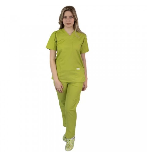 Costum medical unisex Lotus 4, Basic 2, verde praz