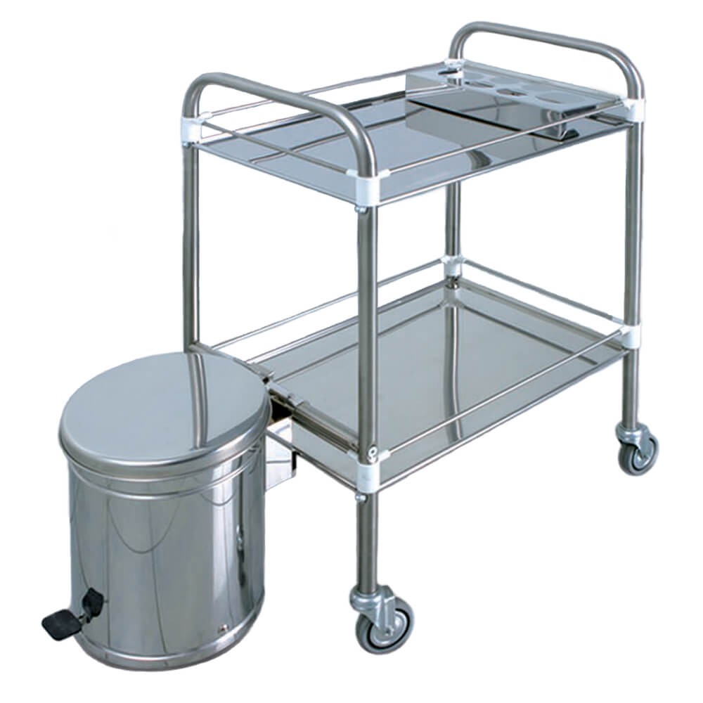 Masuta instrumentar cadru de aluminiu cu 2 rafturi