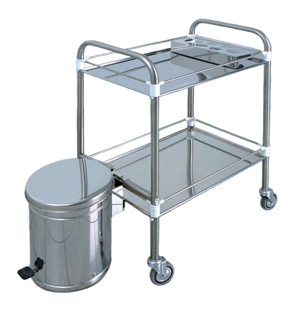 Masuta instrumentar cadru de aluminiu cu 2 rafturi