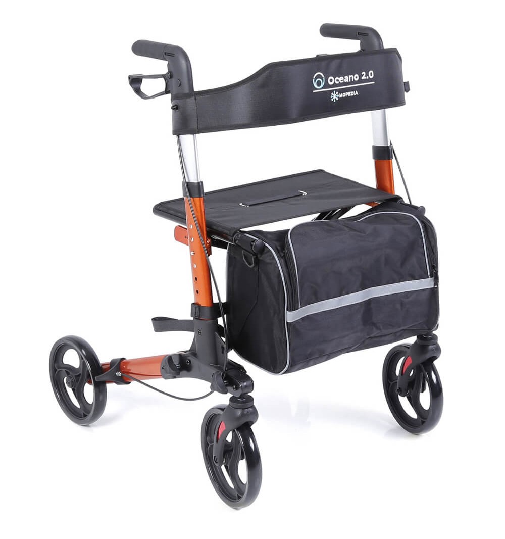 Rolator pliabil cu cadru din aluminiu vopsit, culoare portocaliu - RP545A OCEANO 2.0