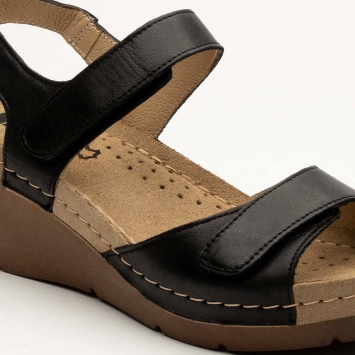 Sandale Leon 1041, din piele, de vara, negru - imagine 6