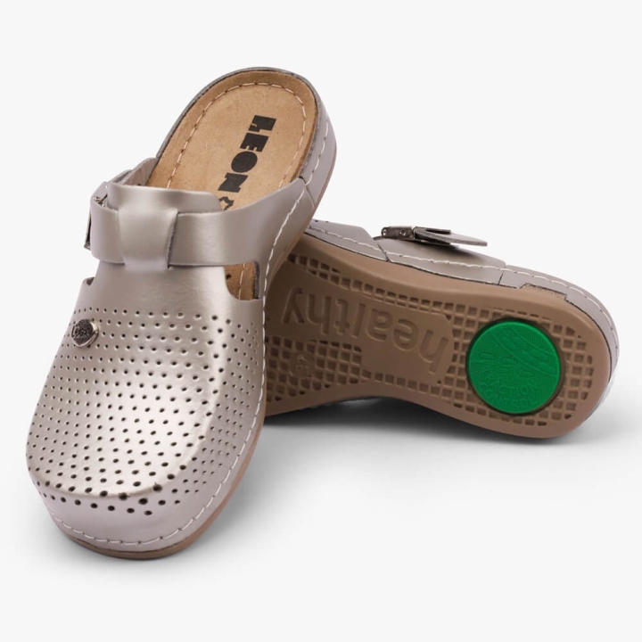 Saboti medicali, de dama, din piele, sampanie, Leon 950 - imagine 4
