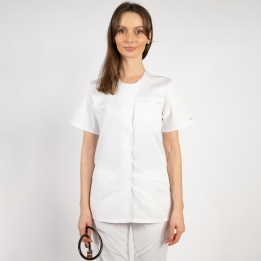 Bluza asimetrica cu capse Lotus 2, alb
