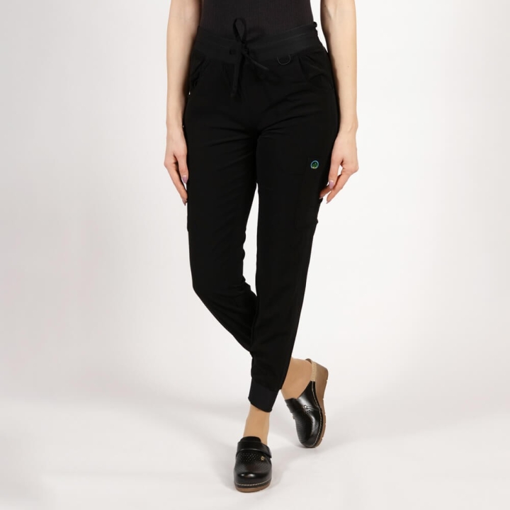 Pantaloni medicali Lotus Flex, stretch, cu snur, negru, TRS-SP4-V3 - imagine 1