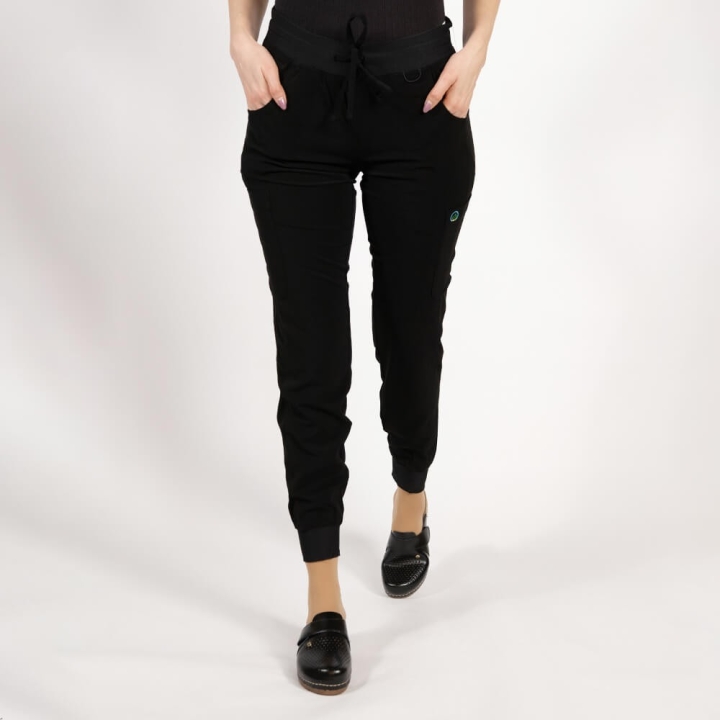 Pantaloni medicali Lotus Flex, stretch, cu snur, negru, TRS-SP4-V3 - imagine 2