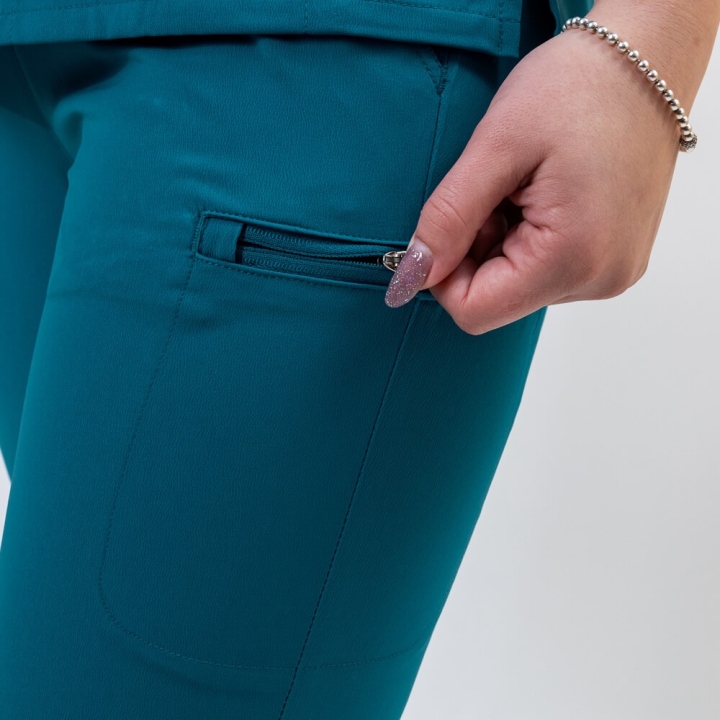 Pantaloni medicali Lotus Flex, stretch, cu snur, turcoaz inchis, TS-SP3 - imagine 4