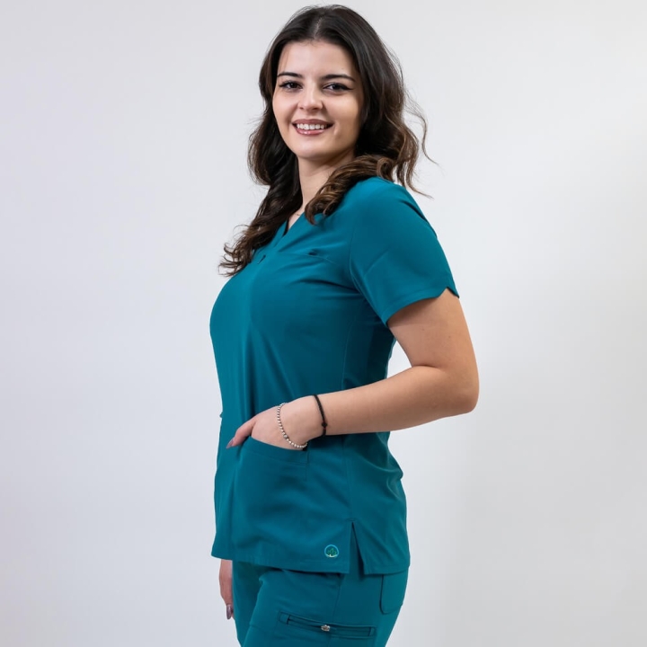 Bluza medicala Lotus Flex, stretch, turcoaz inchis, TS-NP10 - imagine 11