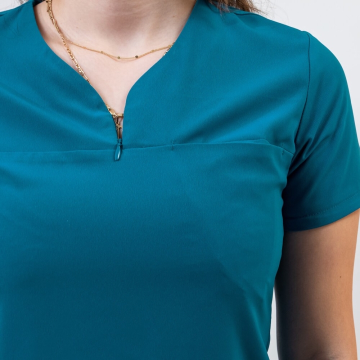 Bluza medicala Lotus Flex, stretch, turcoaz inchis, TS-NP10 - imagine 12
