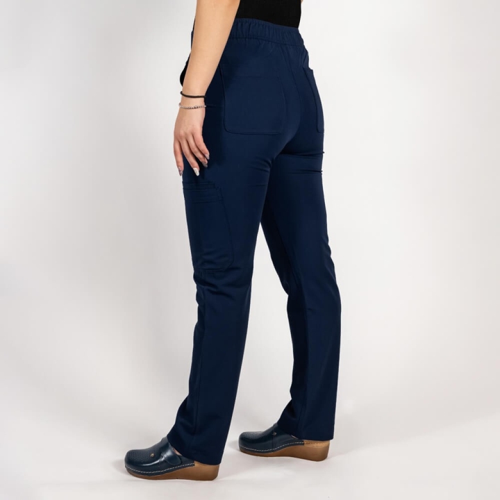 Pantaloni medicali Lotus Flex, stretch, cu snur, bleumarin, TRS-SP6 - imagine 3