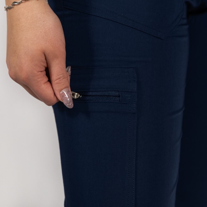 Pantaloni medicali Lotus Flex, stretch, cu snur, bleumarin, TRS-SP6 - imagine 4