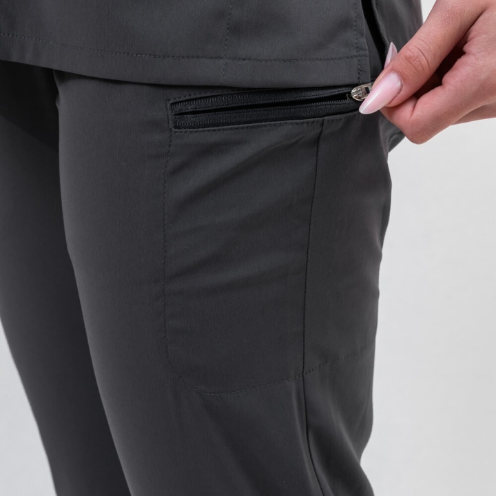 Pantaloni medicali Lotus Flex, stretch, cu snur, gri, TS-SP3 - imagine 8