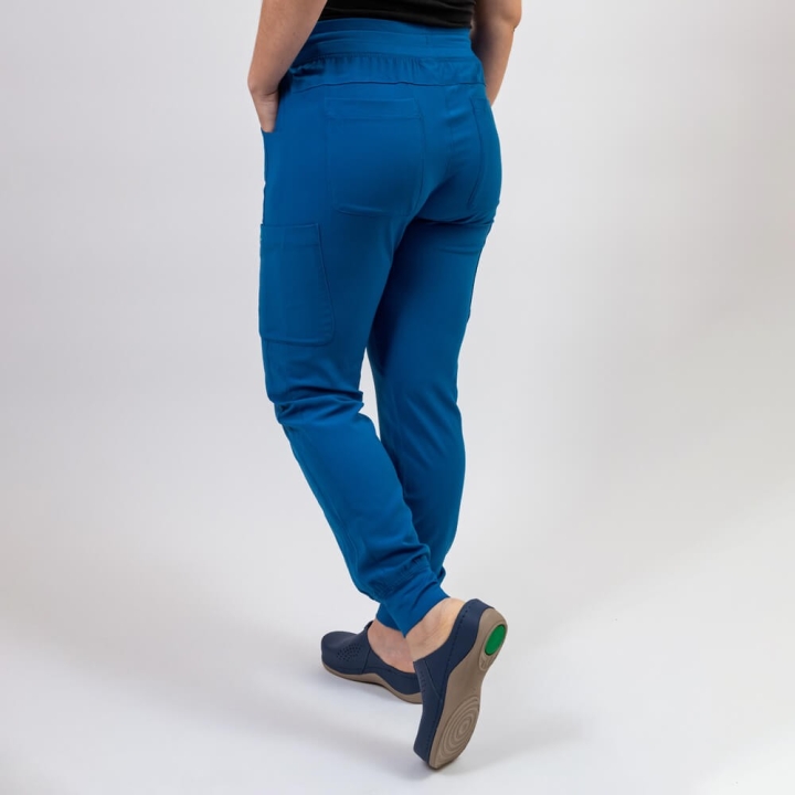 Pantaloni medicali Lotus Flex, stretch, cu snur, albastru royal, TS-SP4 - imagine 2
