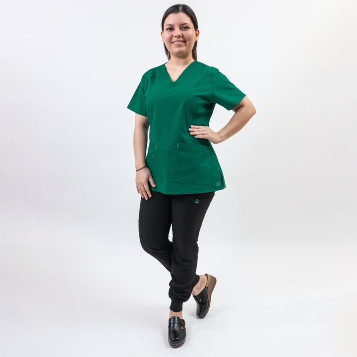 Costum medical Lotus Flex, stretch, verde hunter/negru, CVC-NP1 TS-SP4 - imagine 1