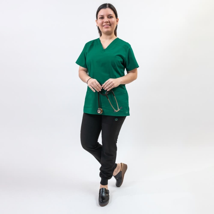 Costum medical Lotus Flex, stretch, verde hunter/negru, CVC-NP1 TS-SP4 - imagine 2