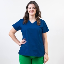 Bluza medicala Lotus Flex, stretch, albastru royal, CVC-NP4
