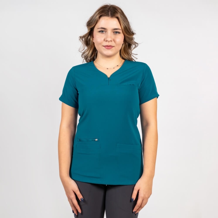 Bluza medicala Lotus Flex, stretch, turcoaz inchis, TS-NP10 - imagine 2