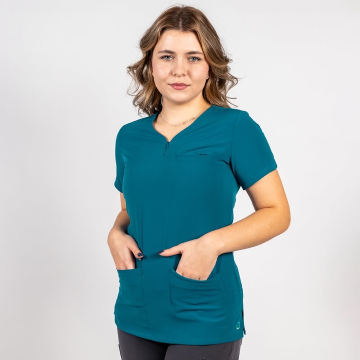 Bluza medicala Lotus Flex, stretch, turcoaz inchis, TS-NP10 - imagine 3