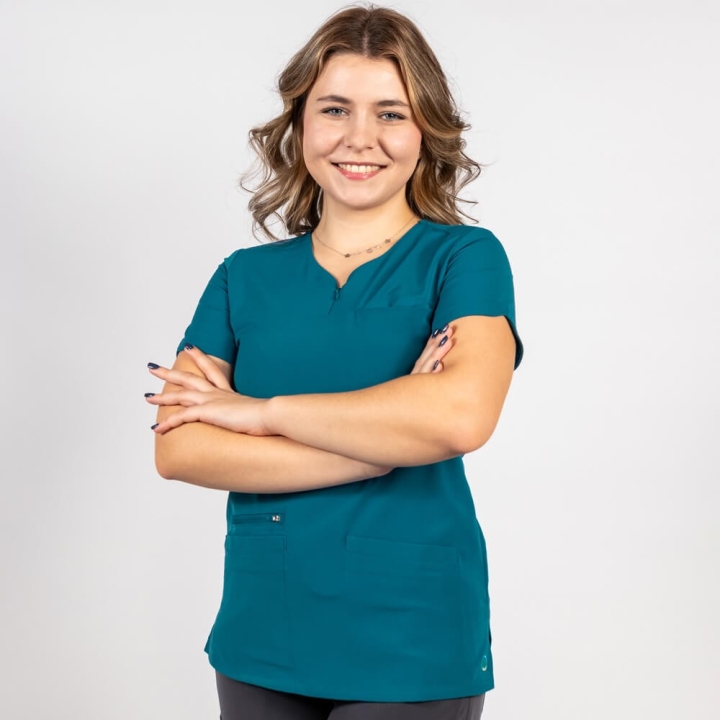 Bluza medicala Lotus Flex, stretch, turcoaz inchis, TS-NP10 - imagine 4