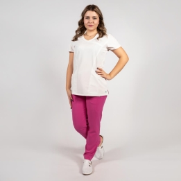 Costum medical Lotus Flex, stretch, alb/fucsia orhidee, TRS-NP13 TS-SP3