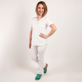 Costum medical Lotus Flex, stretch, alb, CVC-NP4 CVC-SP2