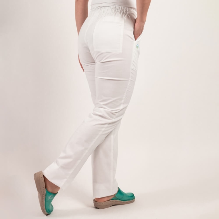 Pantaloni medicali Lotus Flex, stretch, cu elastic si snur, alb, CVC-SP2 - imagine 3