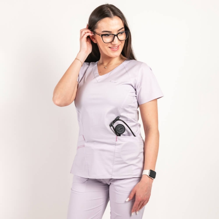 Costum medical Lotus Flex, stretch, mov deschis, CVC-NP4 CVC-SP2 - imagine 5