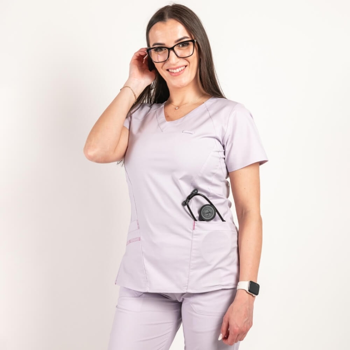 Costum medical Lotus Flex, stretch, mov deschis, CVC-NP4 CVC-SP2 - imagine 6