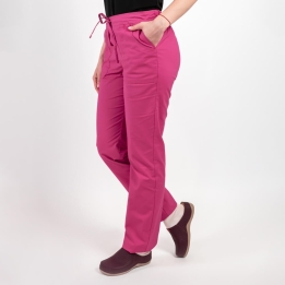 Pantaloni medicali Lotus Flex, stretch, cu elastic si snur, fucsia, CVC-SP2
