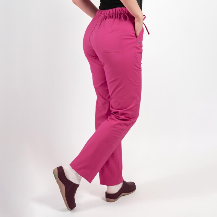 Pantaloni medicali Lotus Flex, stretch, cu elastic si snur, fucsia, CVC-SP2 - imagine 3