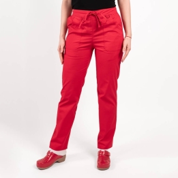Pantaloni medicali Lotus Flex, stretch, cu elastic si snur, rosu, CVC-SP2