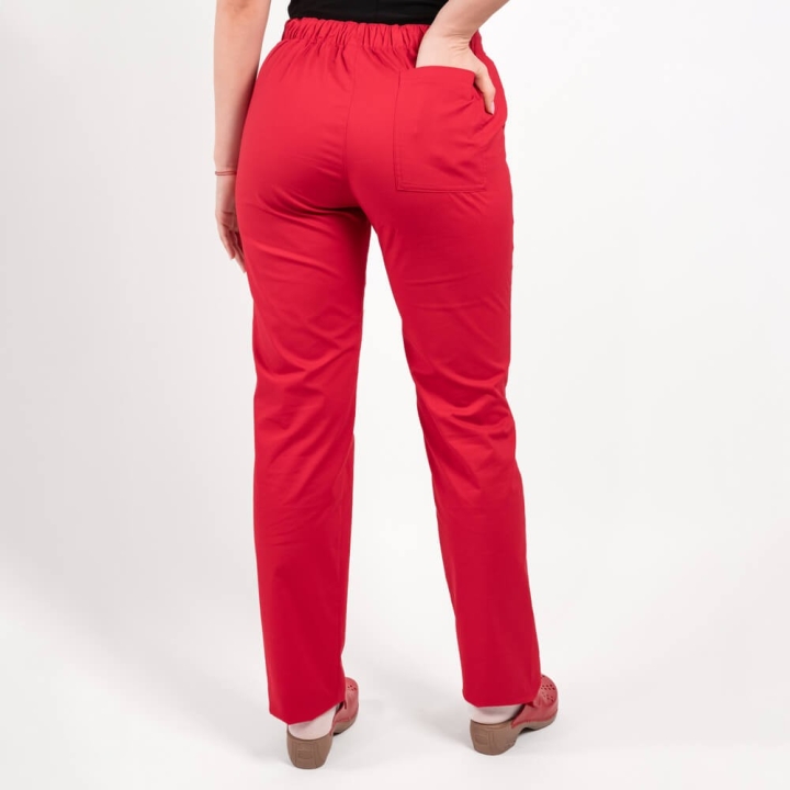 Pantaloni medicali Lotus Flex, stretch, cu elastic si snur, rosu, CVC-SP2 - imagine 4