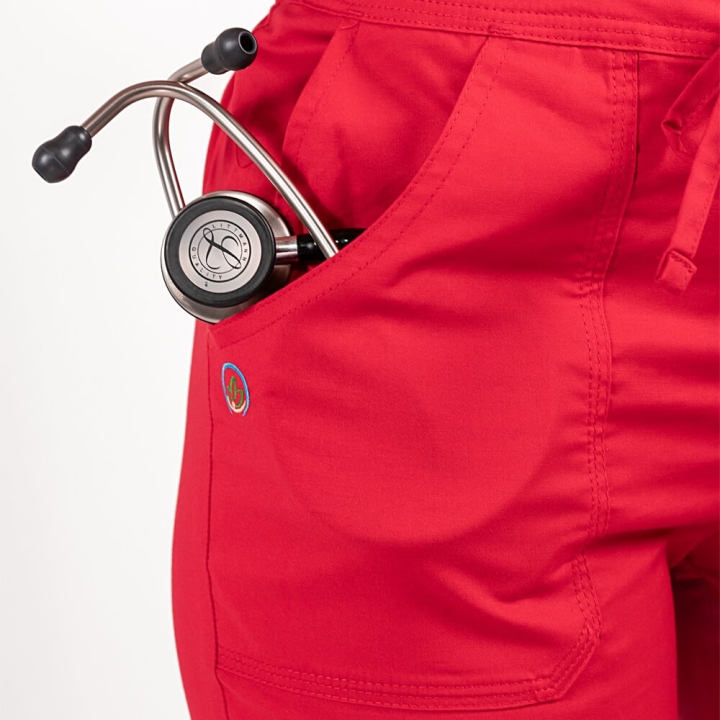 Pantaloni medicali Lotus Flex, stretch, cu elastic si snur, rosu, CVC-SP2 - imagine 5
