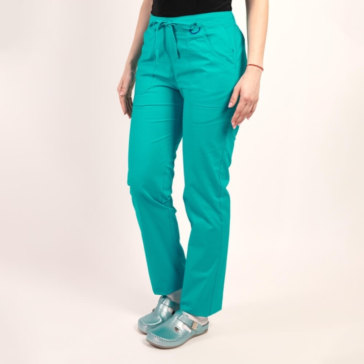 Pantaloni medicali Lotus Flex, stretch, cu elastic si snur, sea frost, CVC-SP2 - imagine 1