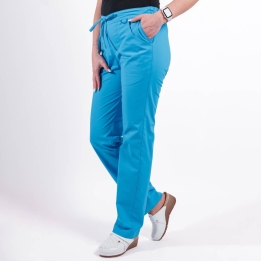 Pantaloni medicali Lotus Flex, stretch, cu elastic si snur, albastru deschis, CVC-SP2