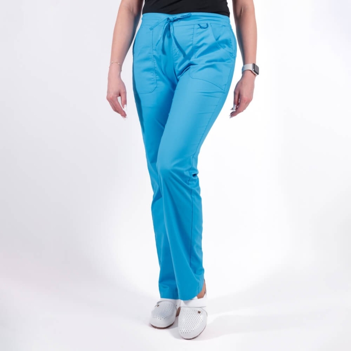 Pantaloni medicali Lotus Flex, stretch, cu elastic si snur, albastru deschis, CVC-SP2 - imagine 3