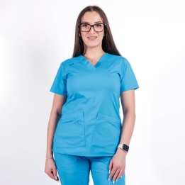 Bluza medicala Lotus Flex, stretch, albastru deschis, CVC-NP1