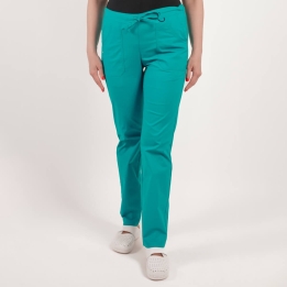 Pantaloni medicali Lotus Flex, stretch, cu elastic si snur, aqua, CVC-SP2