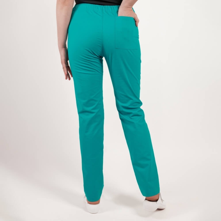 Pantaloni medicali Lotus Flex, stretch, cu elastic si snur, aqua, CVC-SP2 - imagine 3