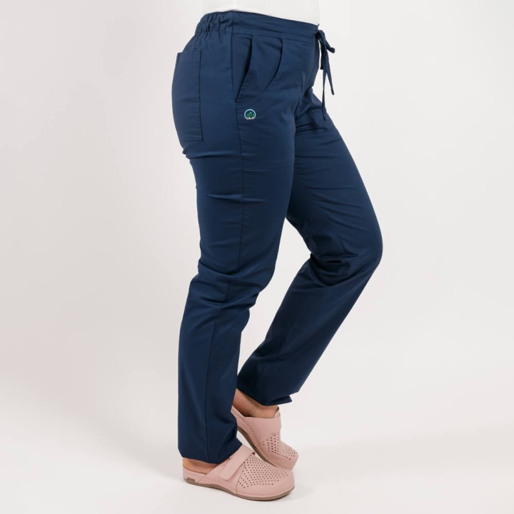 Pantaloni medicali Lotus Flex, stretch, cu elastic si snur, bleumarin, CVC-SP2 - imagine 2