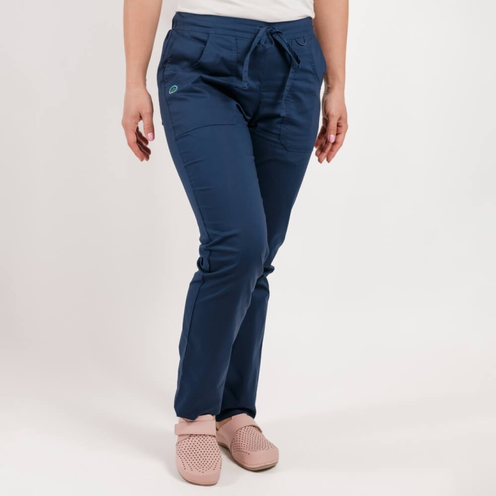 Pantaloni medicali Lotus Flex, stretch, cu elastic si snur, bleumarin, CVC-SP2 - imagine 1