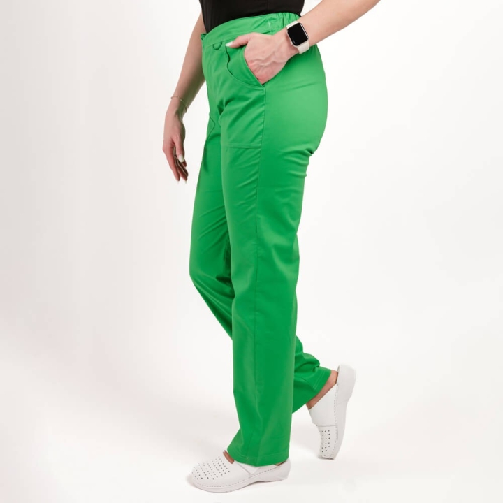 Pantaloni medicali Lotus Flex, stretch, cu elastic si snur, verde chirurgical, CVC-SP2 - imagine 2