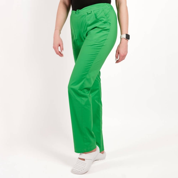 Pantaloni medicali Lotus Flex, stretch, cu elastic si snur, verde chirurgical, CVC-SP2 - imagine 1