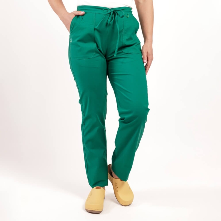 Pantaloni medicali Lotus Flex, stretch, cu elastic si snur, verde hunter, CVC-SP2 - imagine 4