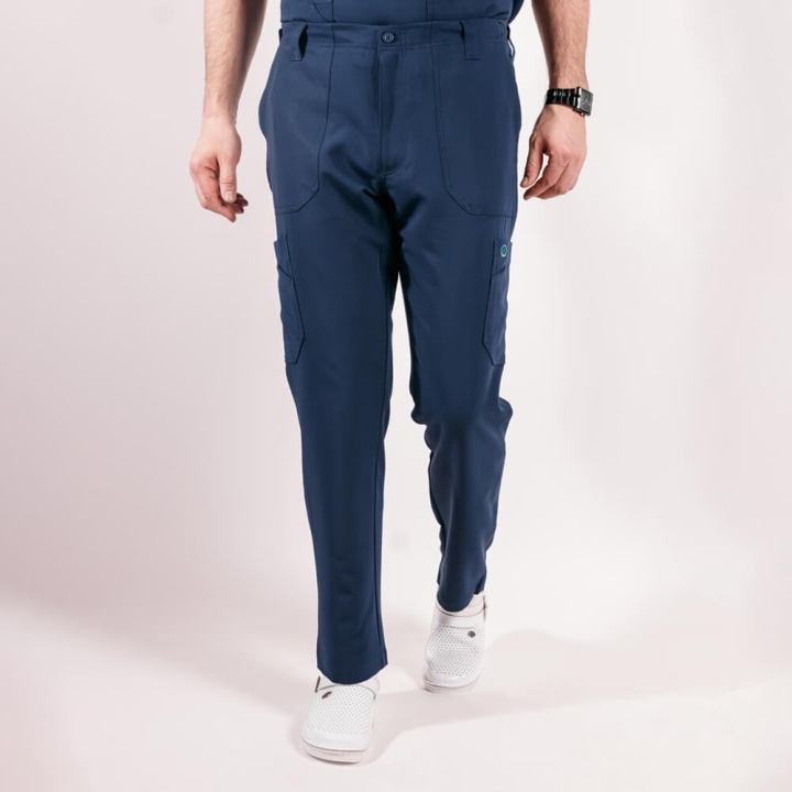 Pantaloni medicali Lotus Flex, stretch, pentru barbati, bleumarin, TRS-KH2 - imagine 1