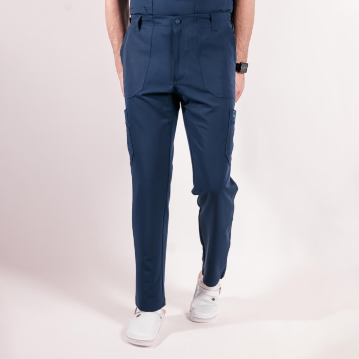 Pantaloni medicali Lotus Flex, stretch, pentru barbati, bleumarin, TRS-KH2 - imagine 2
