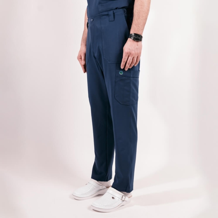Pantaloni medicali Lotus Flex, stretch, pentru barbati, bleumarin, TRS-KH2 - imagine 3