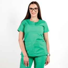 Bluza medicala Lotus Flex, stretch, verde chirurgical deschis, CVC-NP3