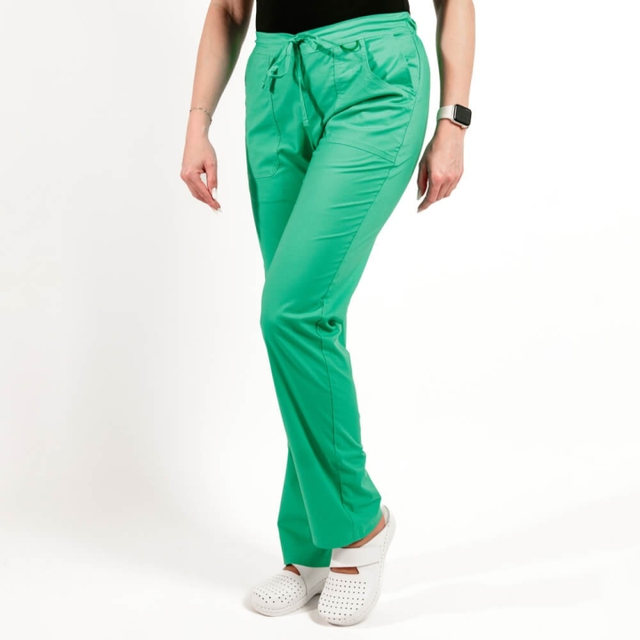 Pantaloni medicali Lotus Flex, stretch, cu elastic si snur, verde chirurgical deschis, CVC-SP2 - imagine 1